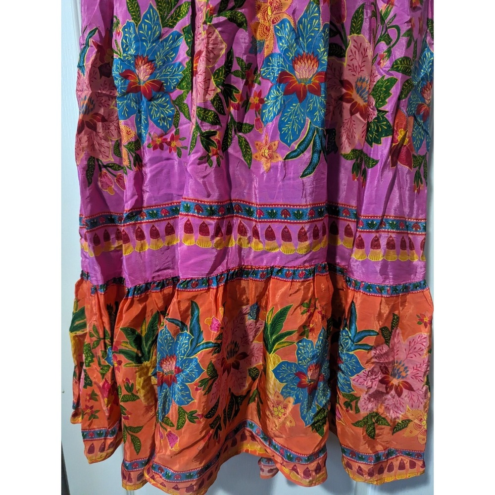 Farm Rio V-Neck Dress Anthropologie Halter Floral Tiered Sundress Cover XS NEW - Picture 7 of 15